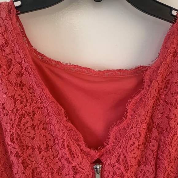 Adrianna Papell coral pink cocktail lace mini dress - Picture 4 of 5